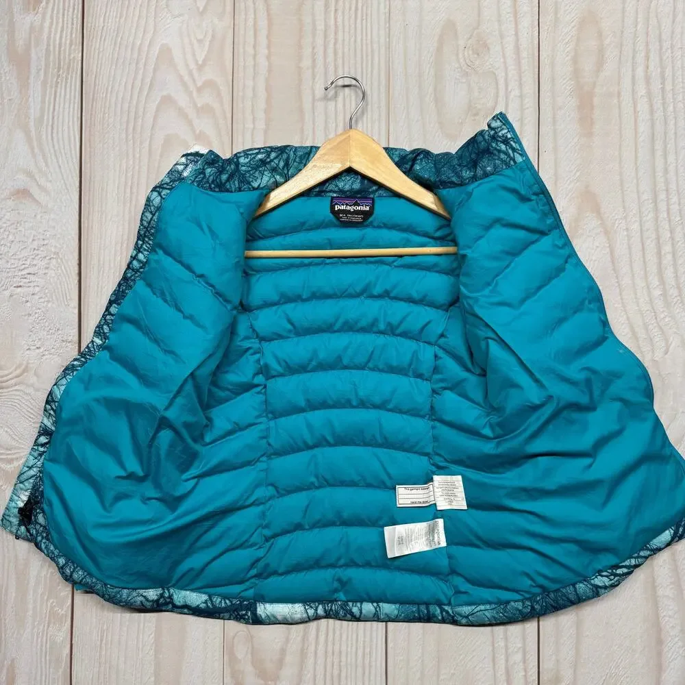 Patagonia Girls Duck Down 600 Fill Sweater Puffer Jacket Size M 10 Teal Tree - Picture 8 of 10